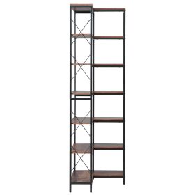 7 Tier Corner Bookshelf, 79" Tall Corner Bookcase with Heavy Duty Metal Frame & Wooden Shelves