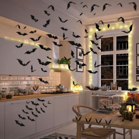 Halloween Party Supplies & Decorations 140Pcs Realistic PVC 3D Black Scary Bat Wall Stickers for Creepy Home & Indoor Decor DIY Wall Decal Bathro