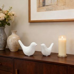 Set of 2 Small Ceramic Birds Statue, Home Modern Style Animal Sculptures, Decorative Figurine Ornaments for Office Desktop, Bookshelf, Coffee Tab