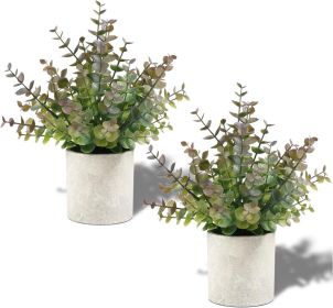 2 Pack Small Fake Plants Christmas Plants Eucalyptus Potted Artificial Plants for Home Indoor Fireplace Mantel Shelf Desk Home Bathroom Farmhouse