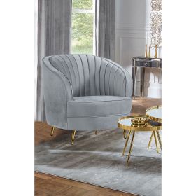 Grey and Gold Upholstered Tufted Chair