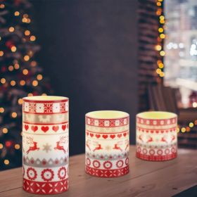 3Pcs/6Pcs/9Pcs Quantity Options Christmas Flameless LED Candles Deer Flickering Candle Lights Pillar Candles With 3 Lighting Modes Timer Remote C (Option: 3PcsSet)