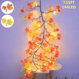 9.52FT  144 LED Autumn Decorative Lights, Home USB-powered Waterproof Autumn Wreath, Suitable For Indoor And Outdoor Decoration During Halloween (Option: 144LED 7.55FT)