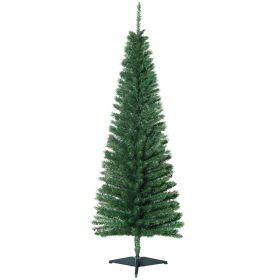 5' Artificial Pencil Christmas Tree, Slim Xmas Tree with 294 Realistic Branch Tips and Plastic Stand, Green (Option: Green-860x150x170 mm)