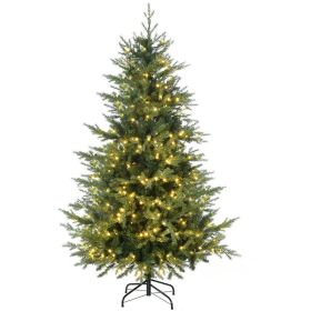 6' Artificial Prelit Christmas Trees Holiday Decor with Warm White LED Lights, Auto Open, 8 Light Modes (Option: Green-950x250x280 mm)