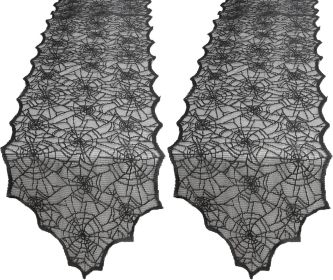 Halloween Decorations Table Runner - Black Lace Spider Web Table Runners for Halloween Table Decor (size: 2 PCS-18*72Inch)